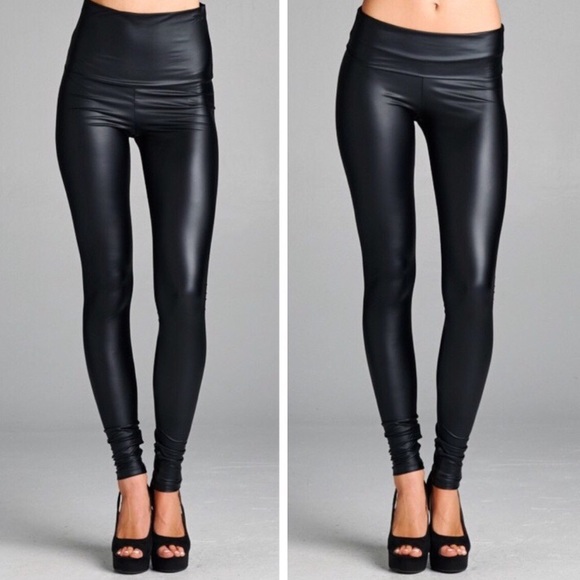 Fashionomics Pants - LAST ONE Fashionomics Black Faux Leather Leggings